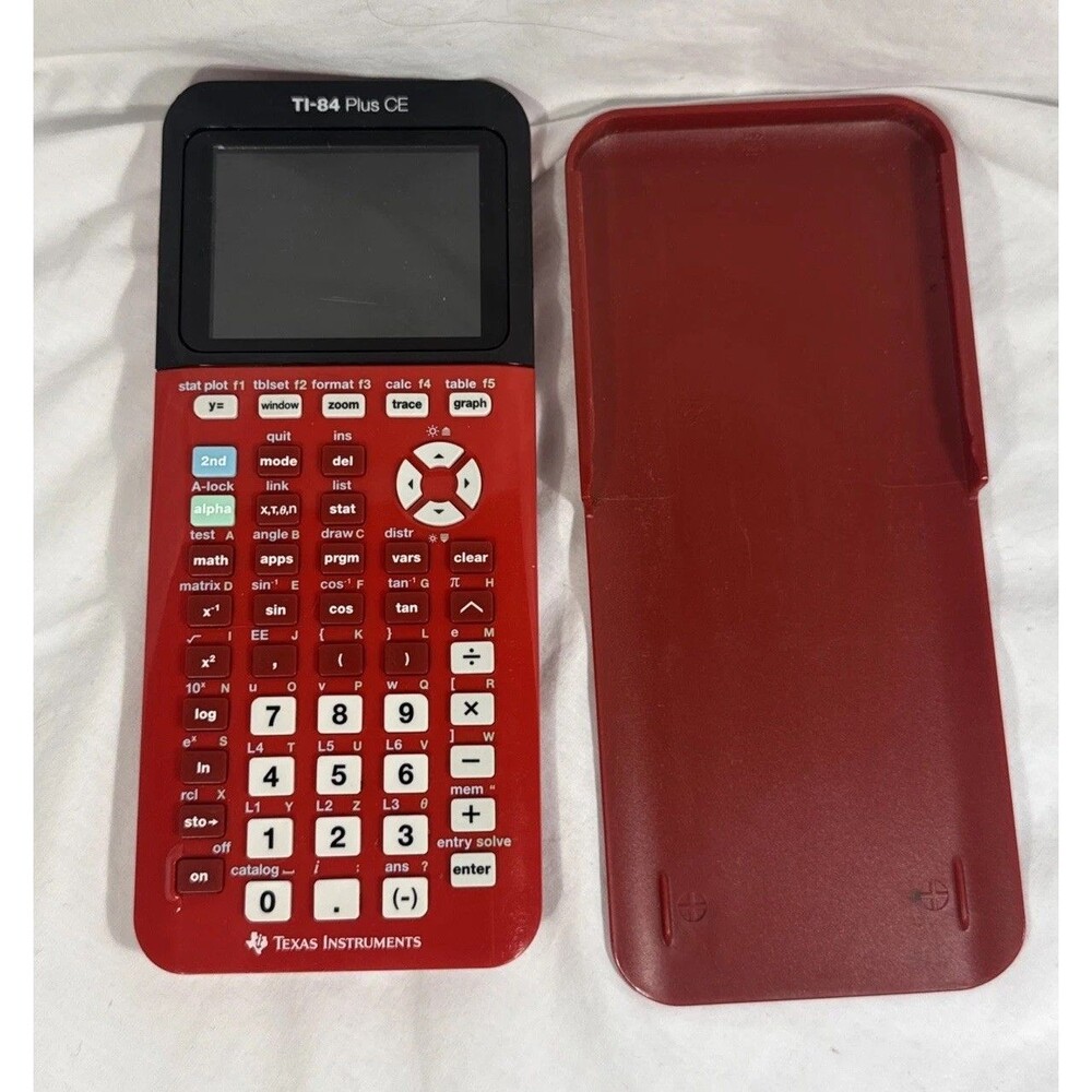 Texas Instruments Ti 84 Plus Ce Graphing Red Calculator With Cover - No Charger